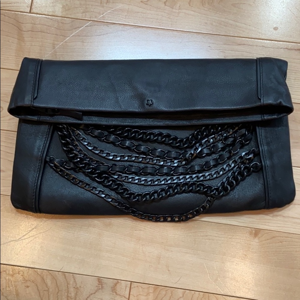Black leather clutch